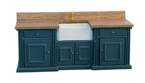 Dolls house blue pine - house, &