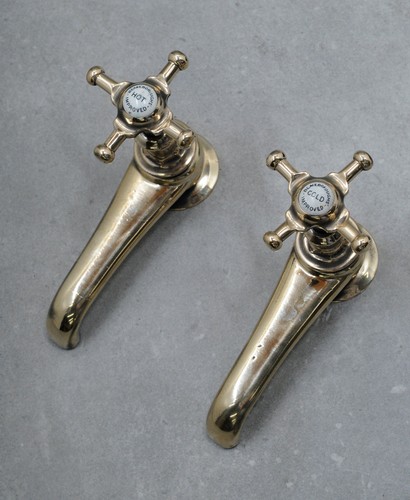 Long nose brass basin taps - long,