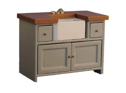 Dolls house grey pine sink - grey,