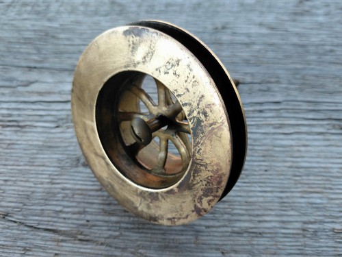 Vintage solid brass plug - vintage, 2"